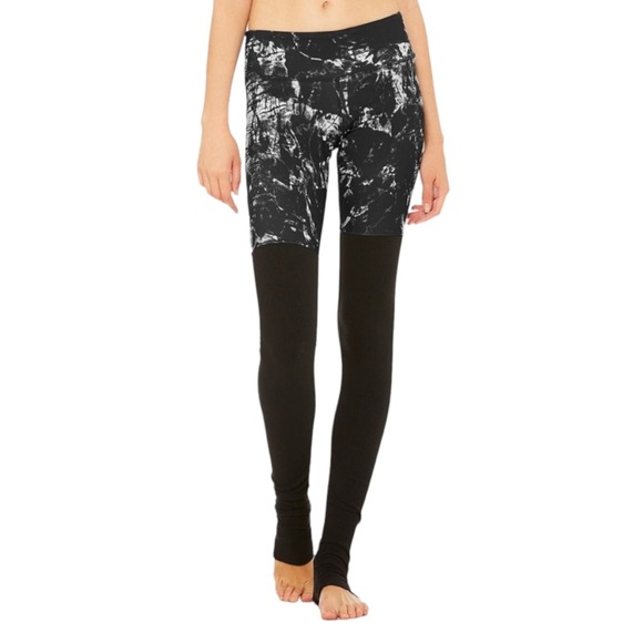 Alo Yoga Black & White High Waist Goddess Tights
